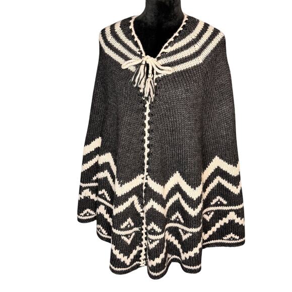 J.Jill Wool Blend Cape Poncho Women's OS One Size Fits Most Gray Nordic - Picture 1 of 8